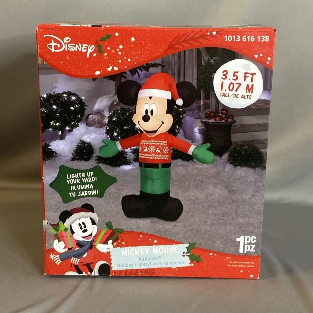 NEW Disney Christmas Mickey Mouse Santa Claus 3.5’ Airblown Inflatable Light Box